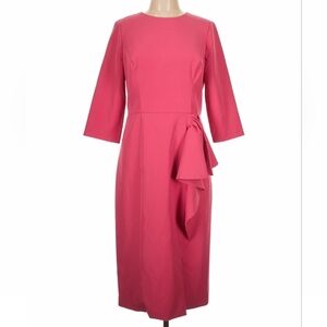 Kay Unger Rose-Pink Midi Sheath Dress with Side Knot